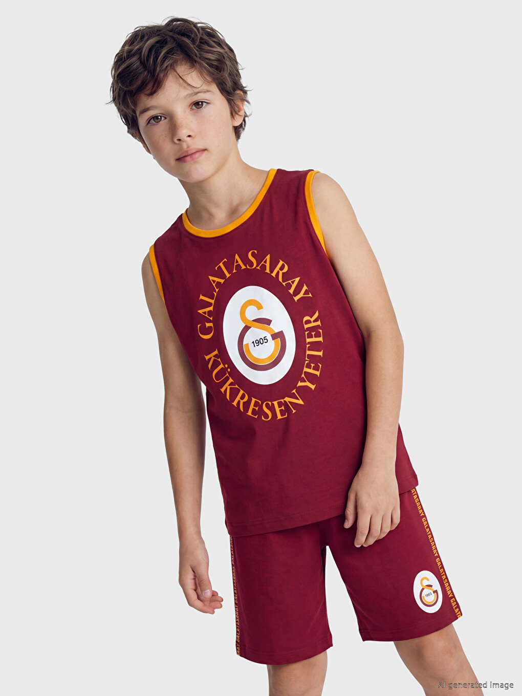 Kırmızı Galatasaray Baskılı Erkek Çocuk Şortlu Pijama Takımı