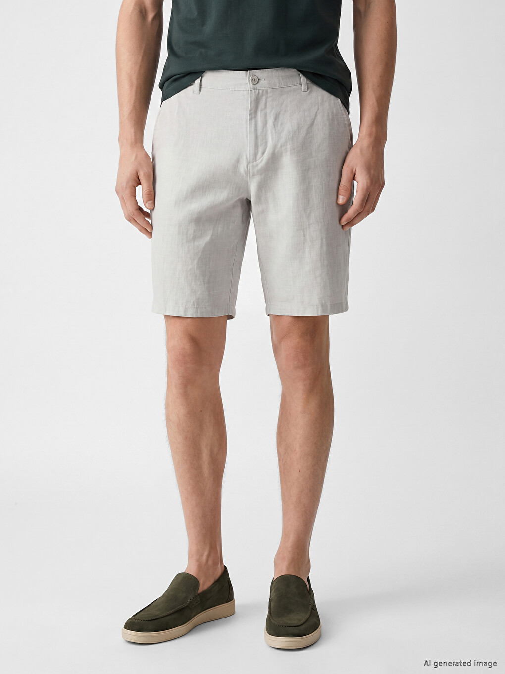 Regular Fit Linen Blend Men's Shorts-1