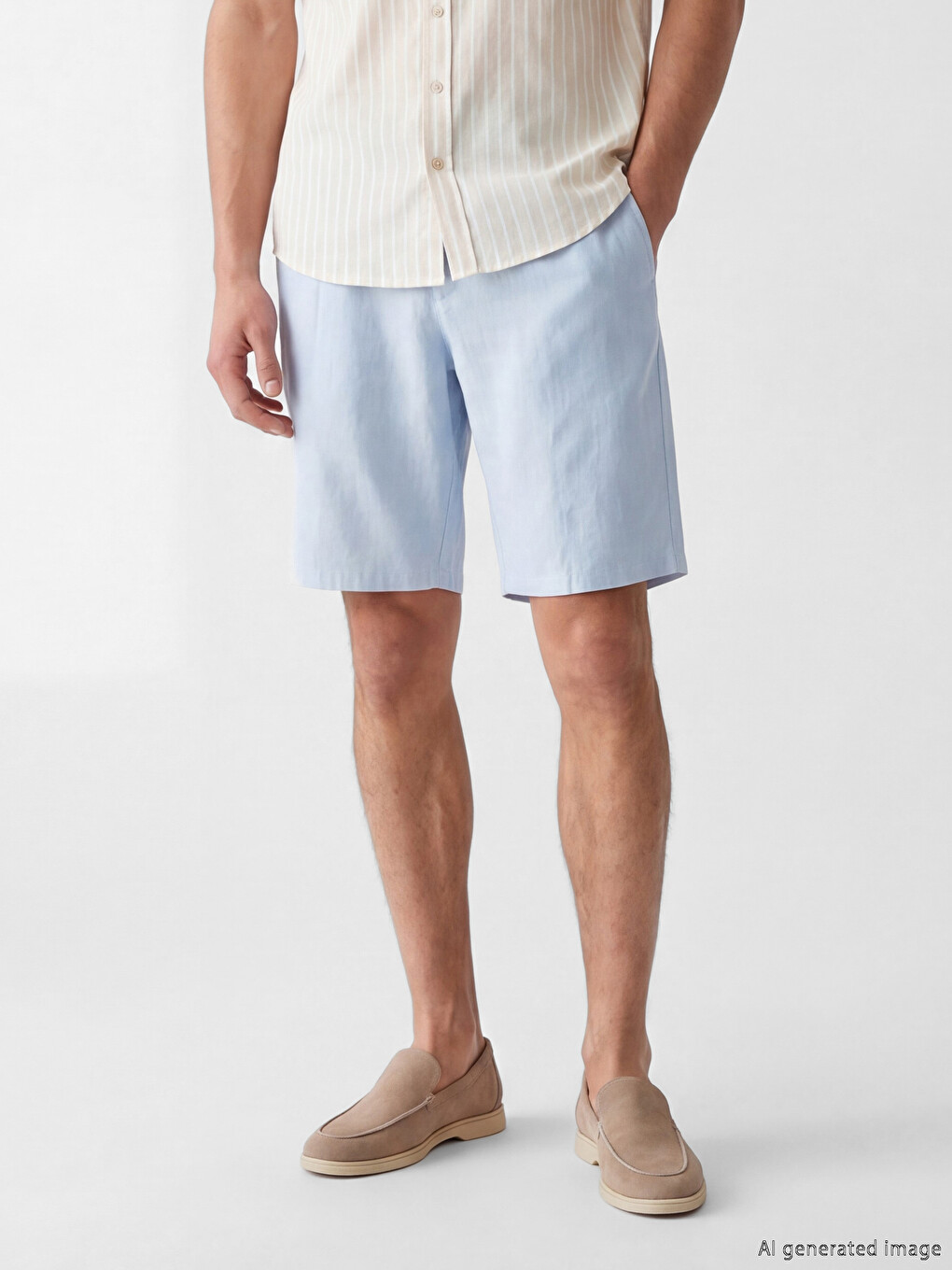 Regular Fit Linen Blend Men's Shorts-1