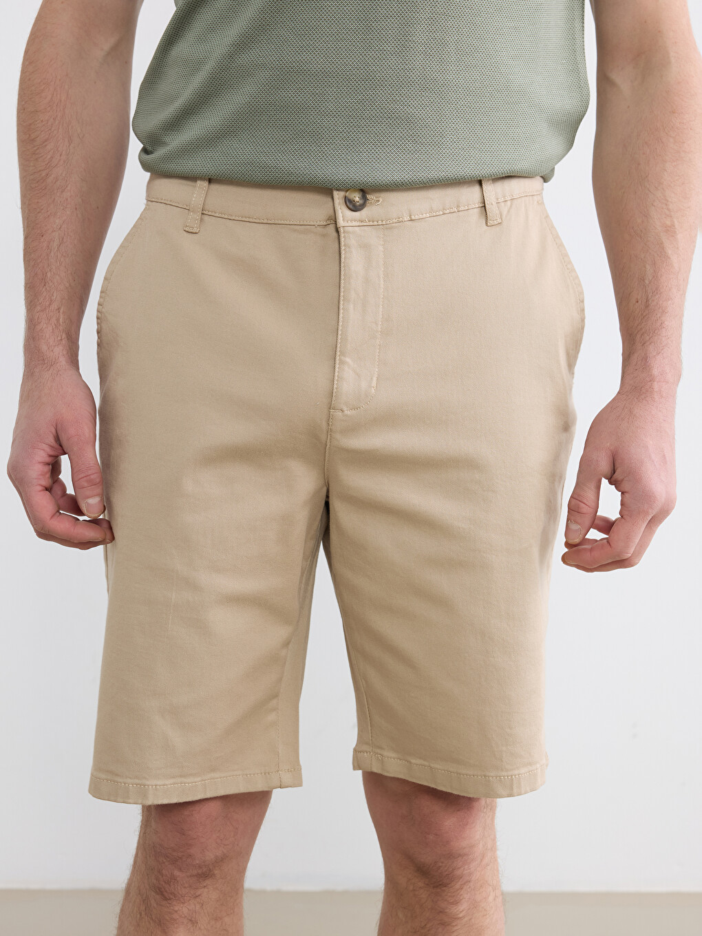 Regular Fit Linen Blend Men's Shorts-2