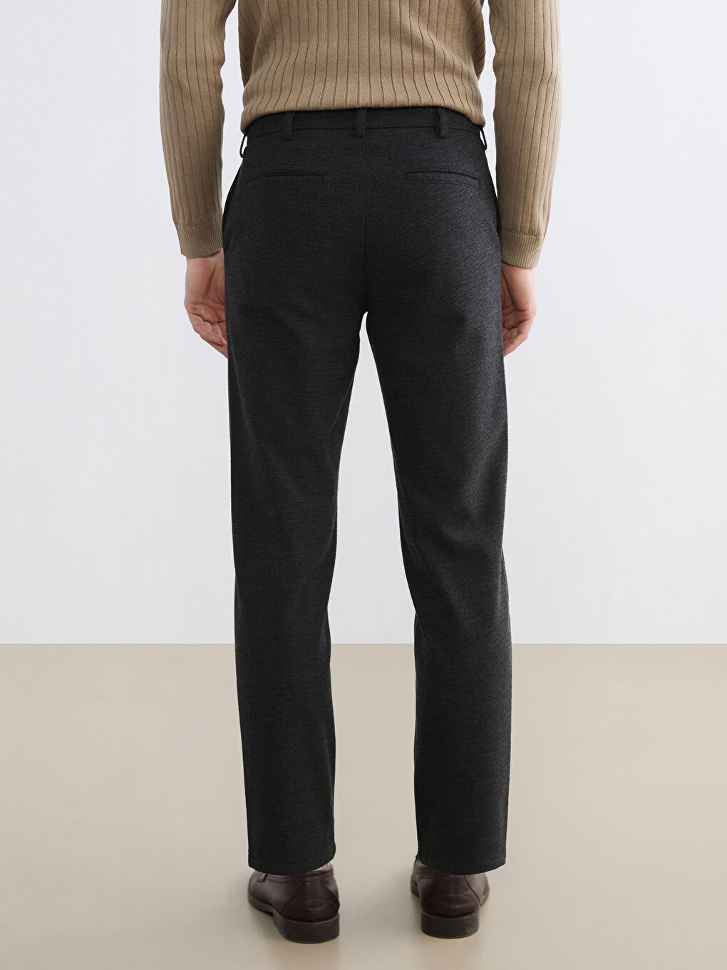 Antrasit Standart Kalıp Yün Karışımlı Erkek Pantolon-3