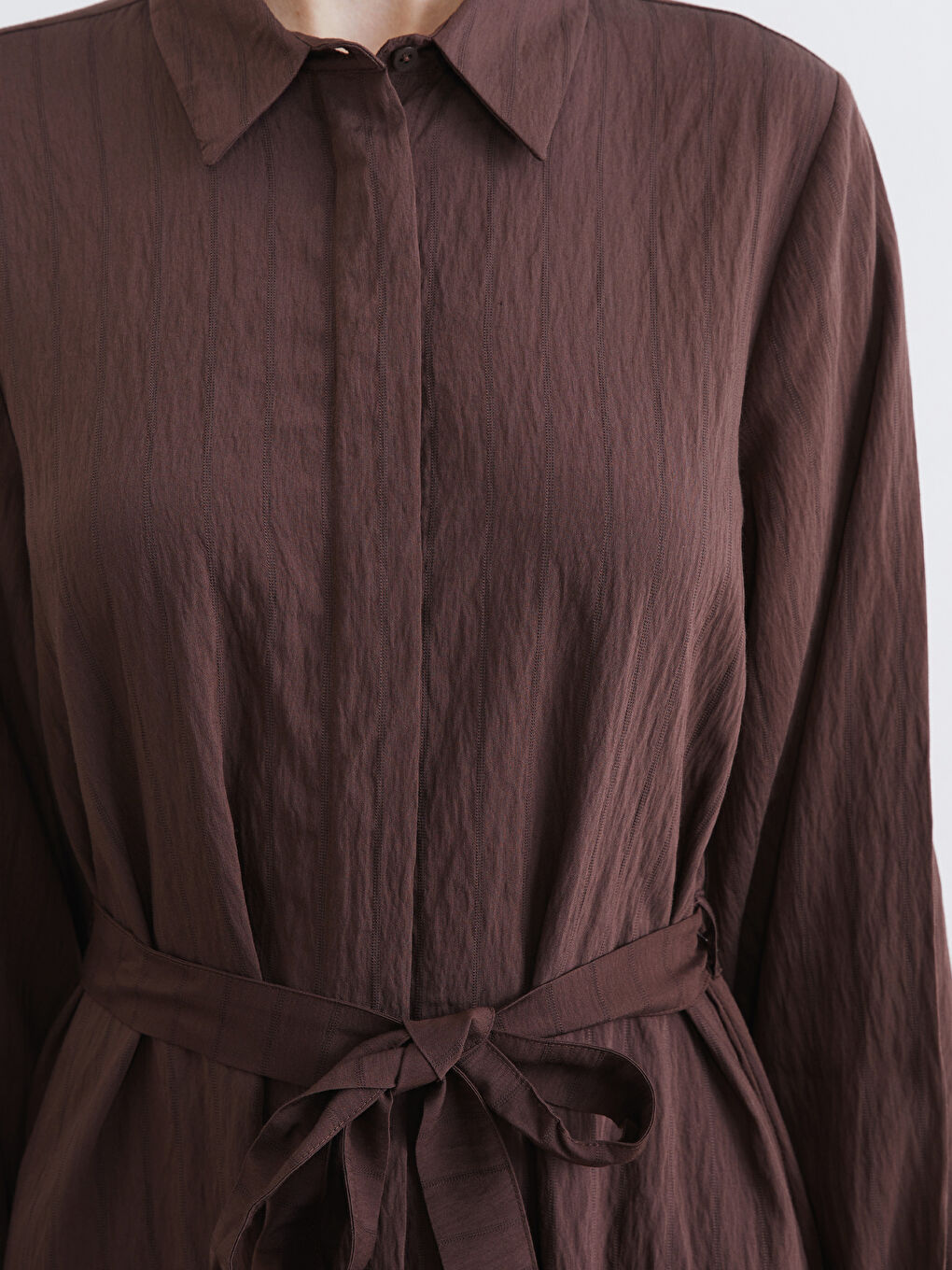 فستان قميص بني امرأة-2