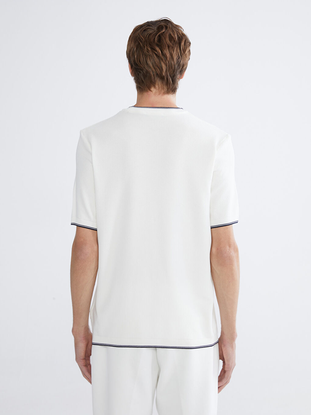 Ekru Bisiklet Yaka Erkek Triko Kazak-5