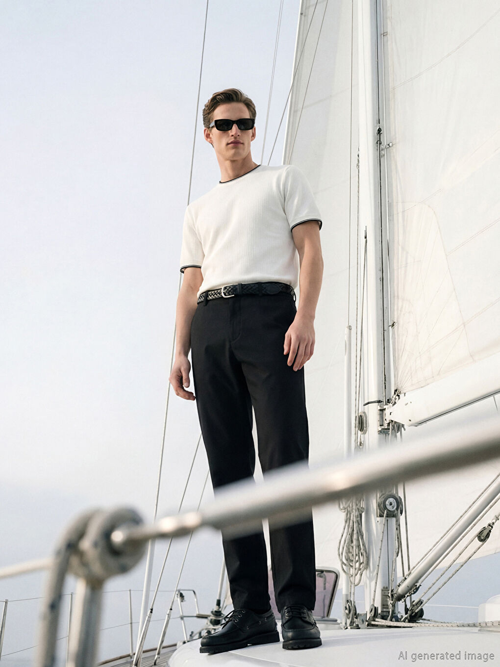 Ekru Bisiklet Yaka Erkek Triko Kazak-1