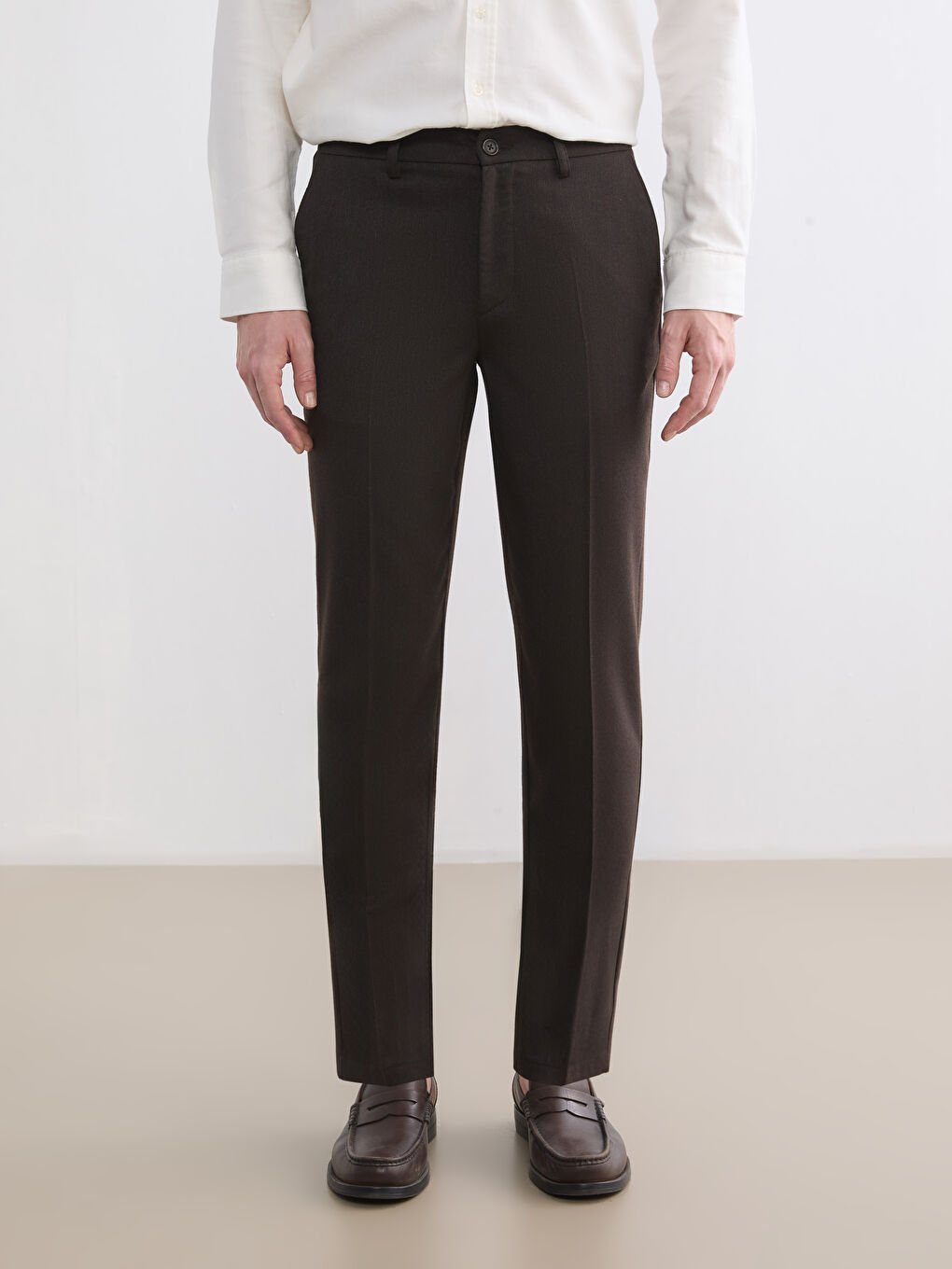 Kahverengi Standart Kalıp Erkek Pantolon-1