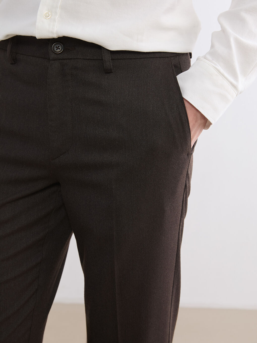 Kahverengi Standart Kalıp Erkek Pantolon-2