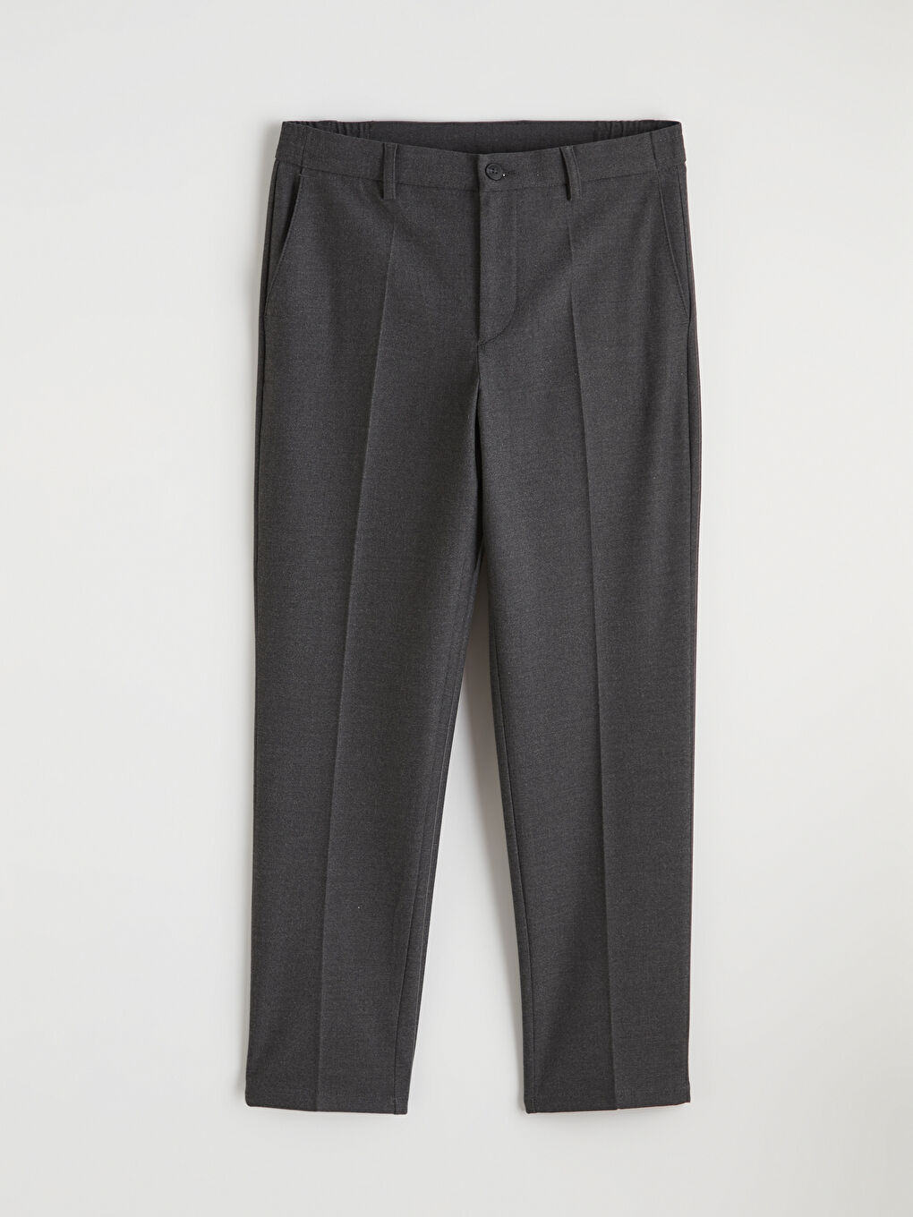 Gri Standart Fit Armürlü Erkek Pantolon