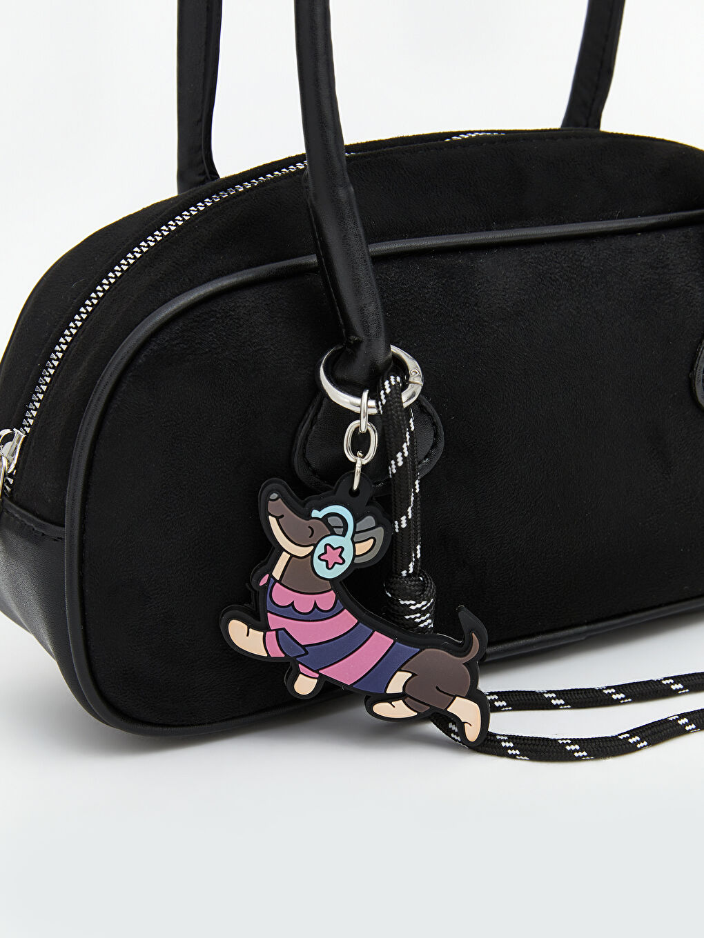 Siyah Süet Görünümlü Kadın Omuz Çantası-2