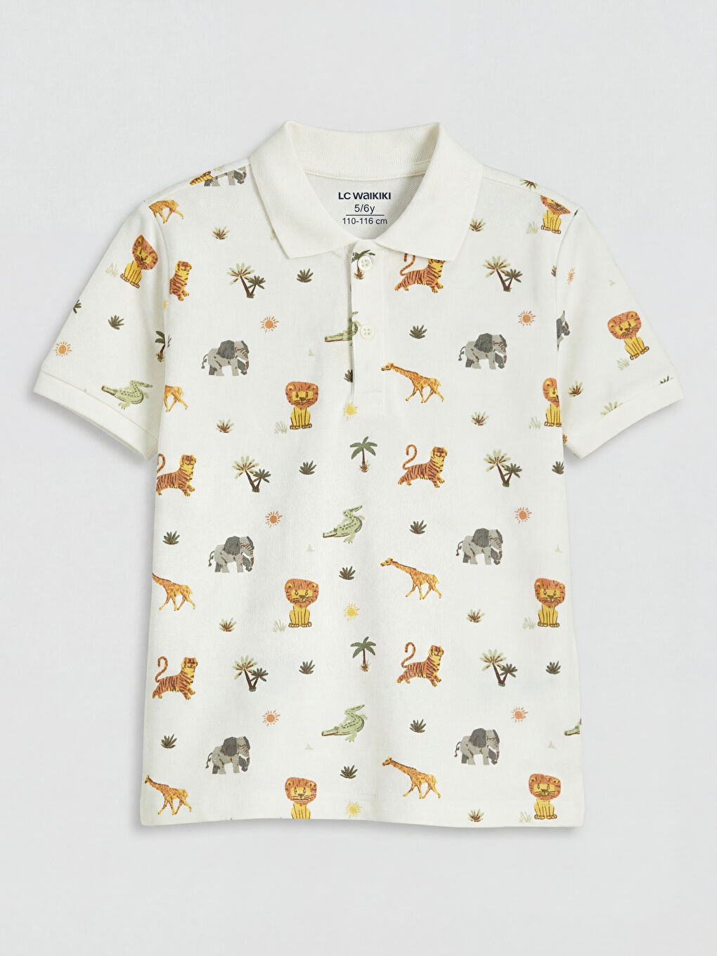 Ekru Hayvan Desenli Erkek Çocuk Şortlu Takım-1