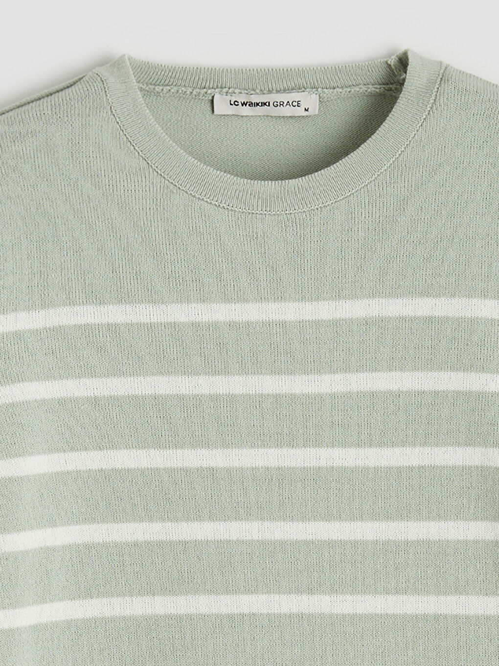 Yeşil Bisiklet Yaka Çizgili Kadın Triko Kazak-5