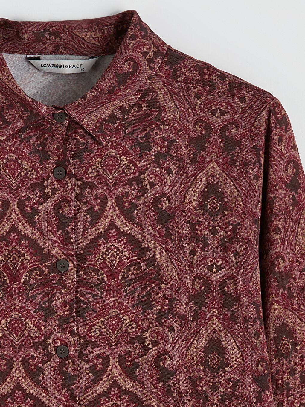Bordo Desenli Kadın Gömlek Tunik-5