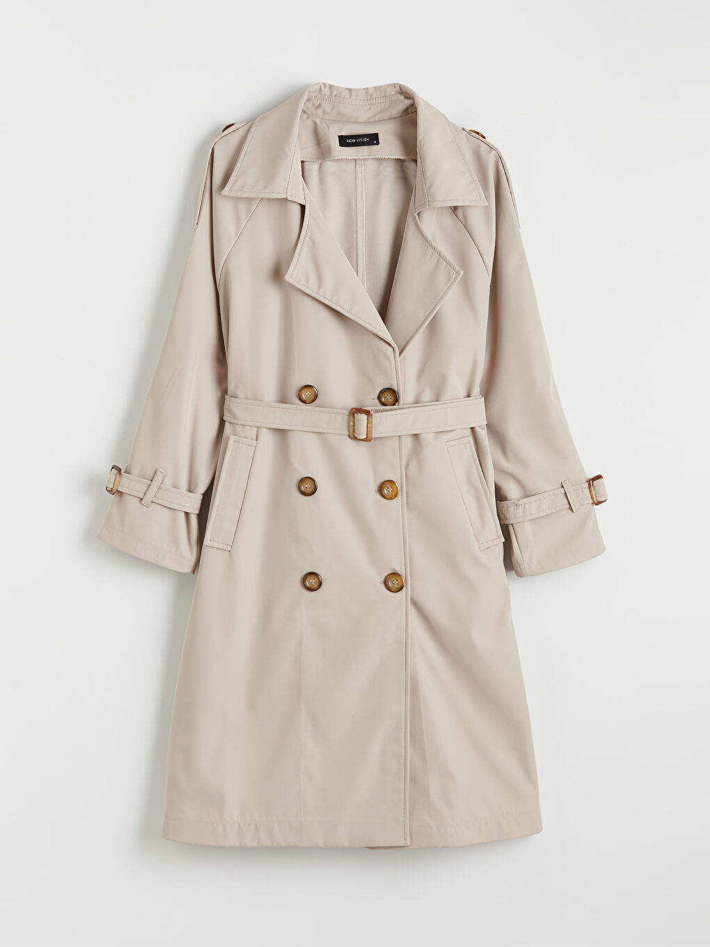 The belted, double-breasted trench coat.