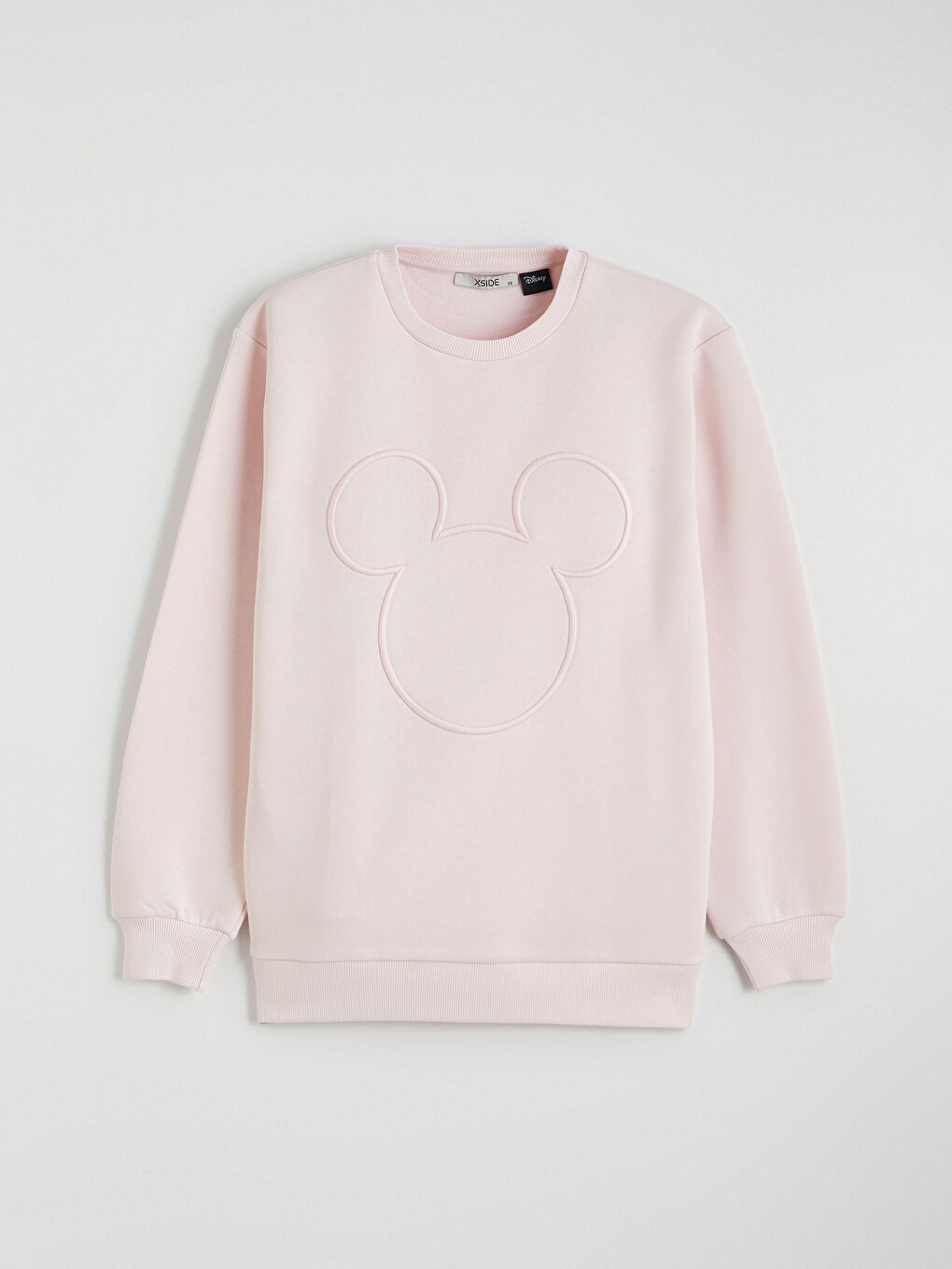 Pembe Mickey Mouse Baskılı Oversize Kadın Kalın Sweatshirt-4