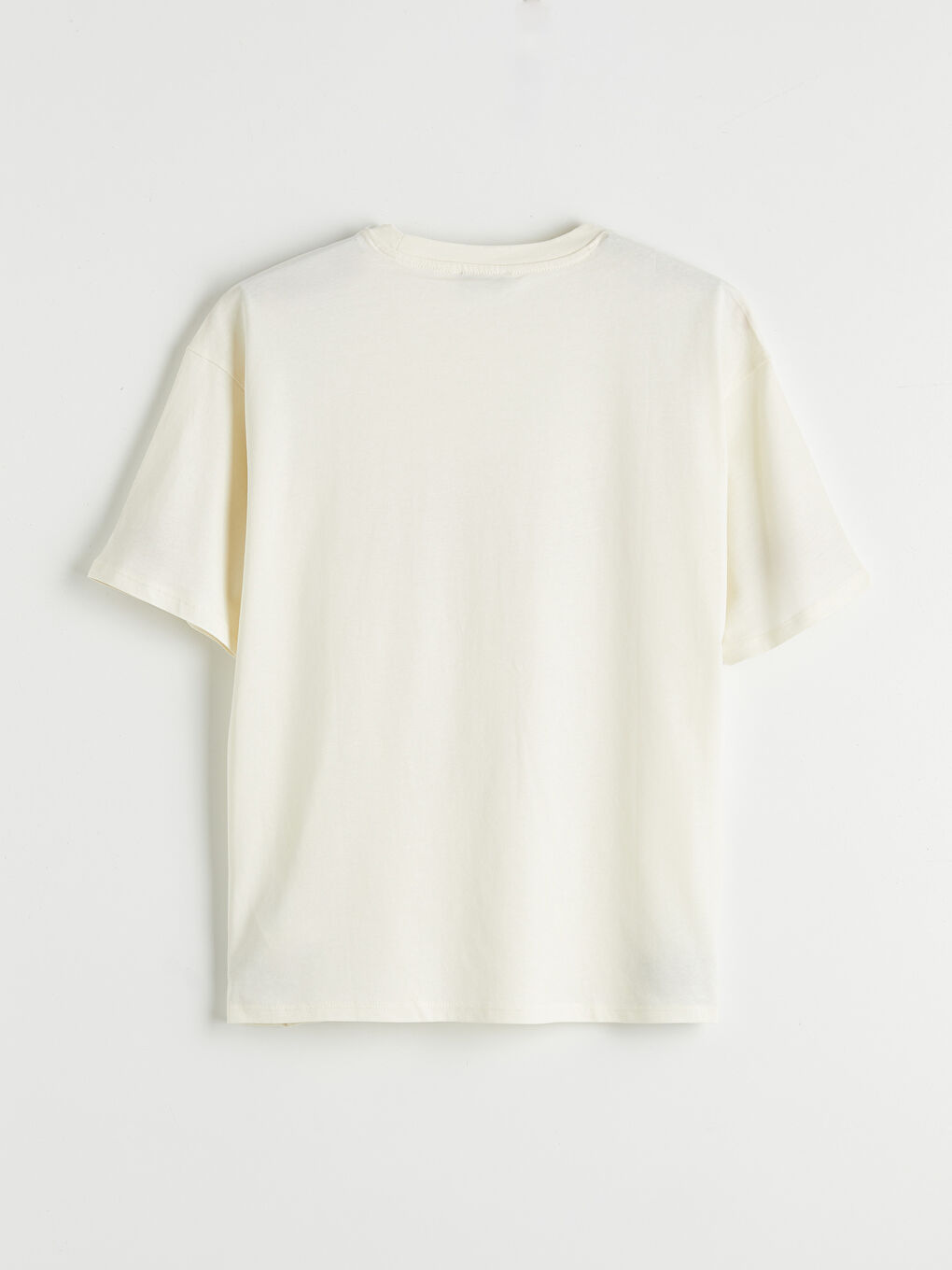 Тениска с обло деколте, принт, овърсайз, за жени-4