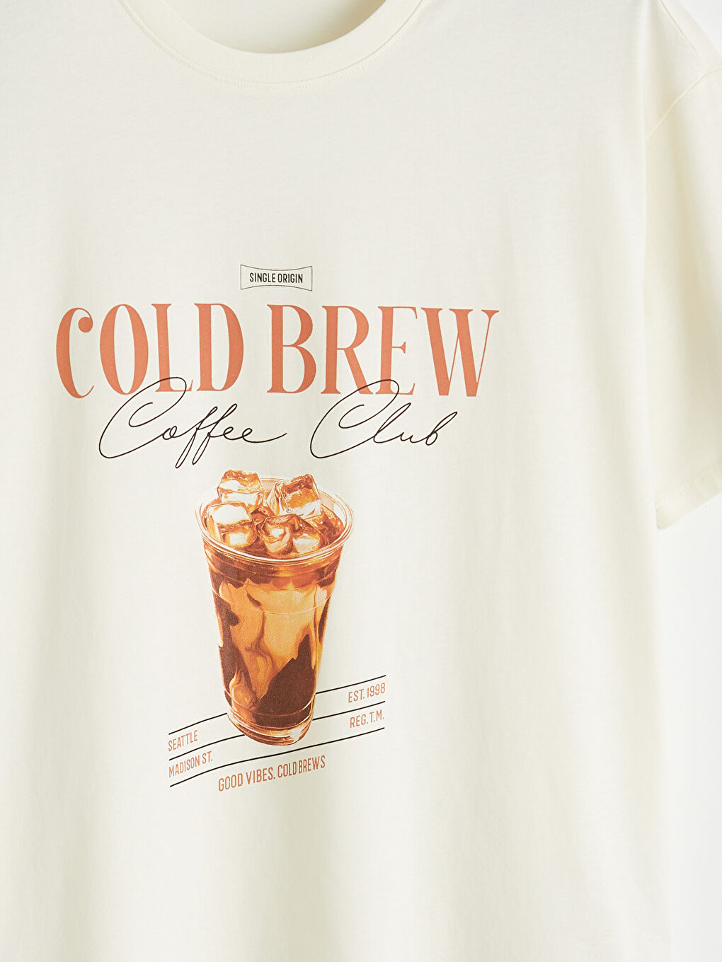 Тениска с обло деколте, принт, овърсайз, за жени-5