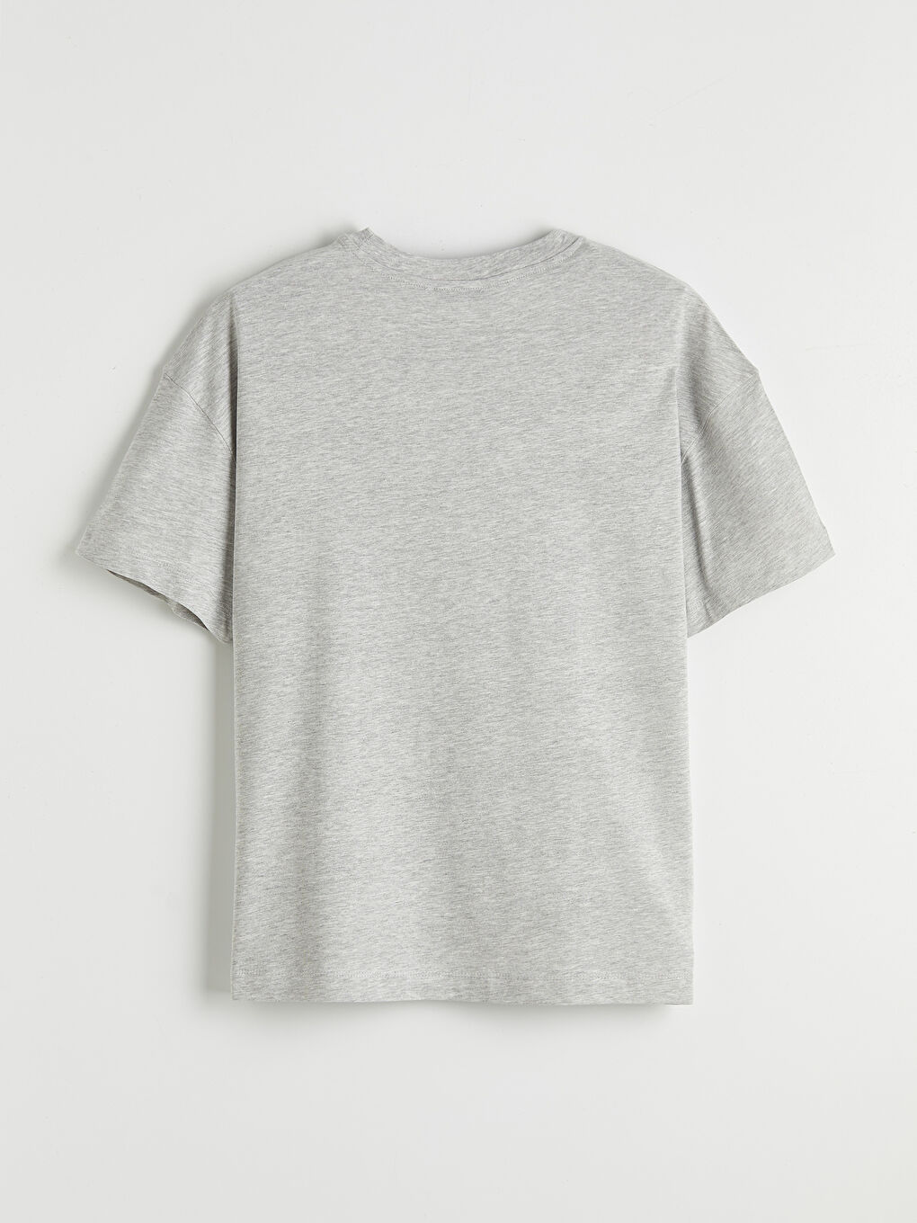 Gri Bisiklet Yaka California Baskılı Kadın Tişört-4