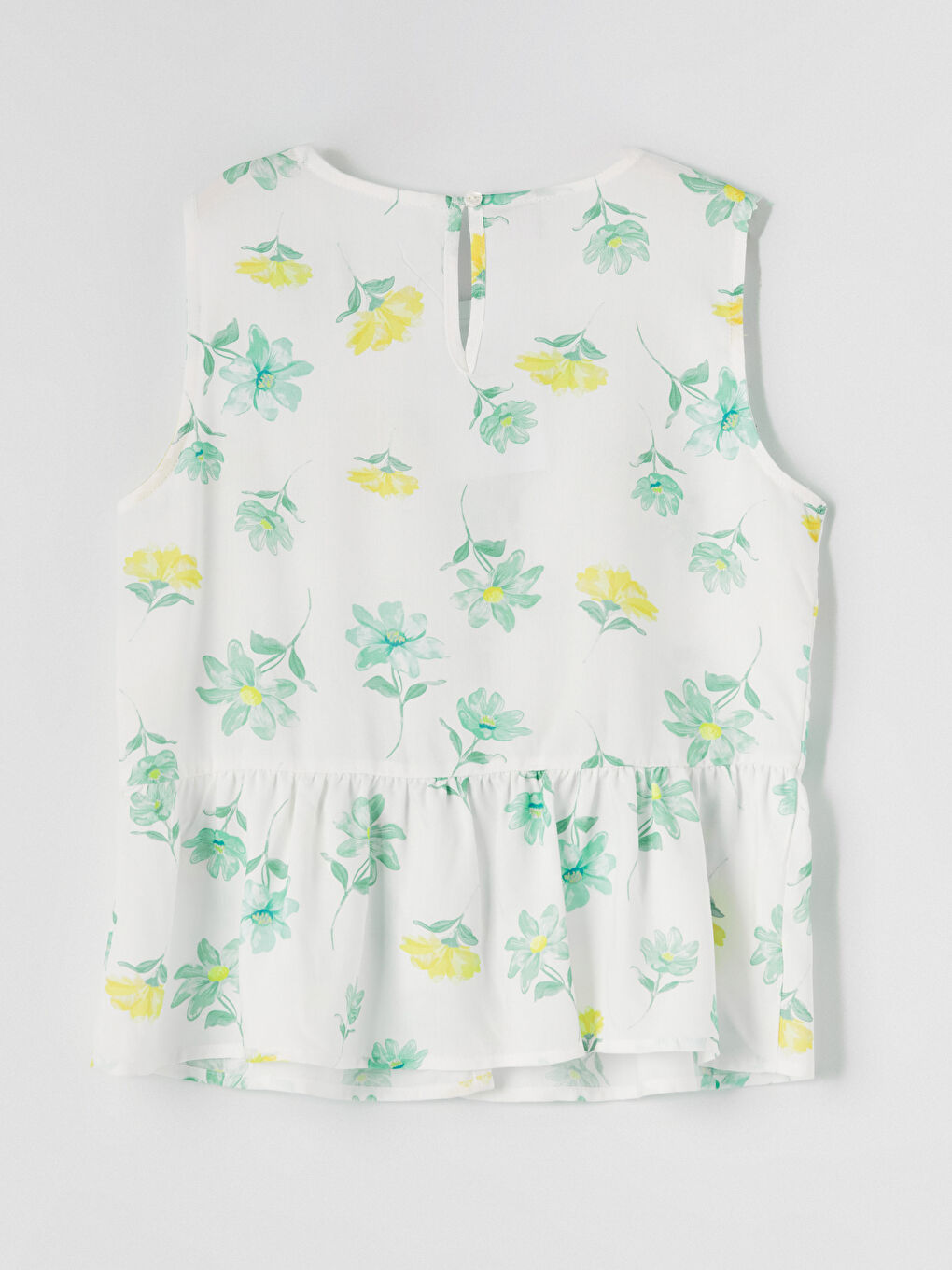 Beyaz Fiyonk Detaylı Çiçekli Kız Çocuk Gömlek-1