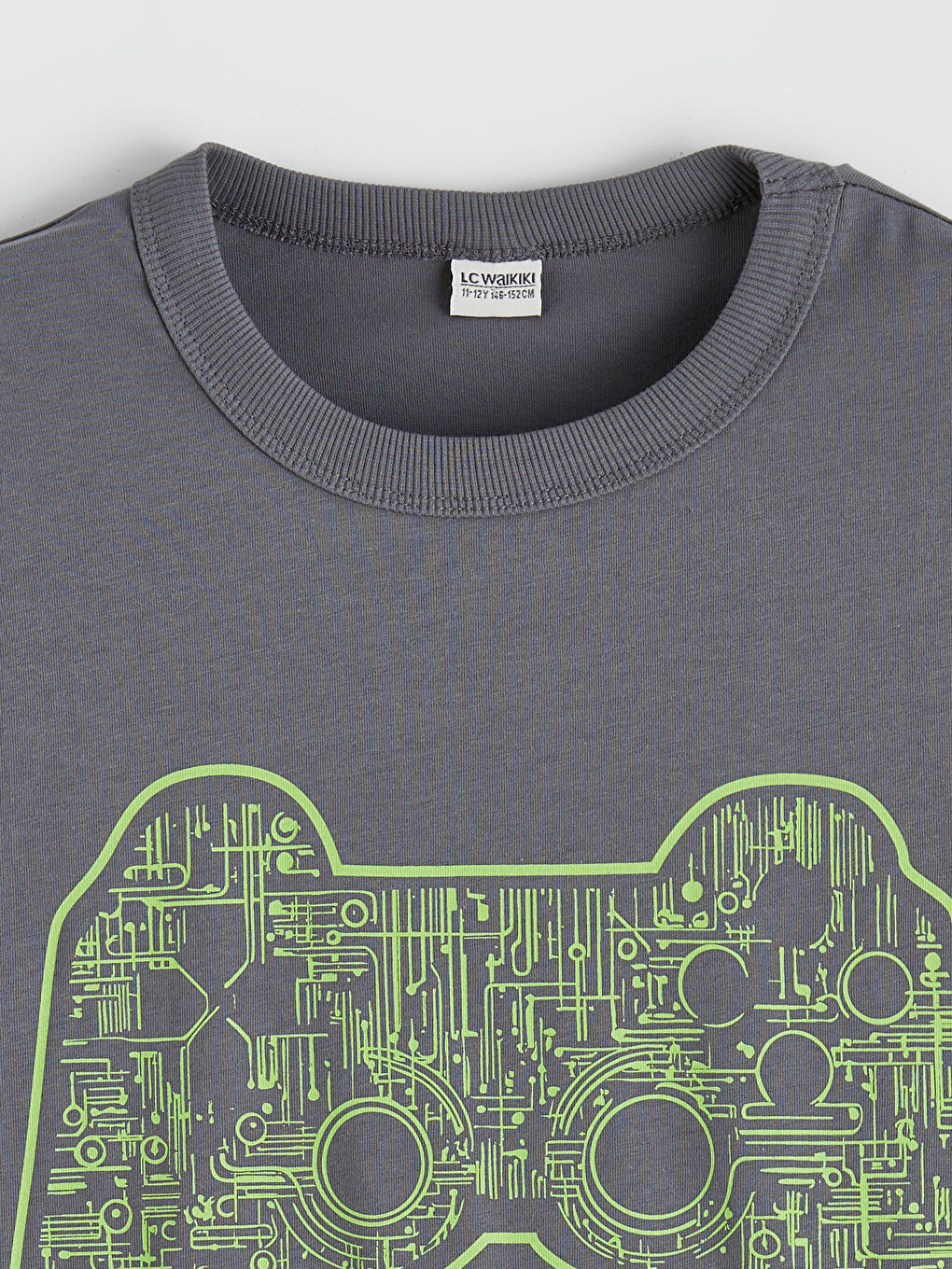 Gri Baskılı Erkek Çocuk Tişört-1