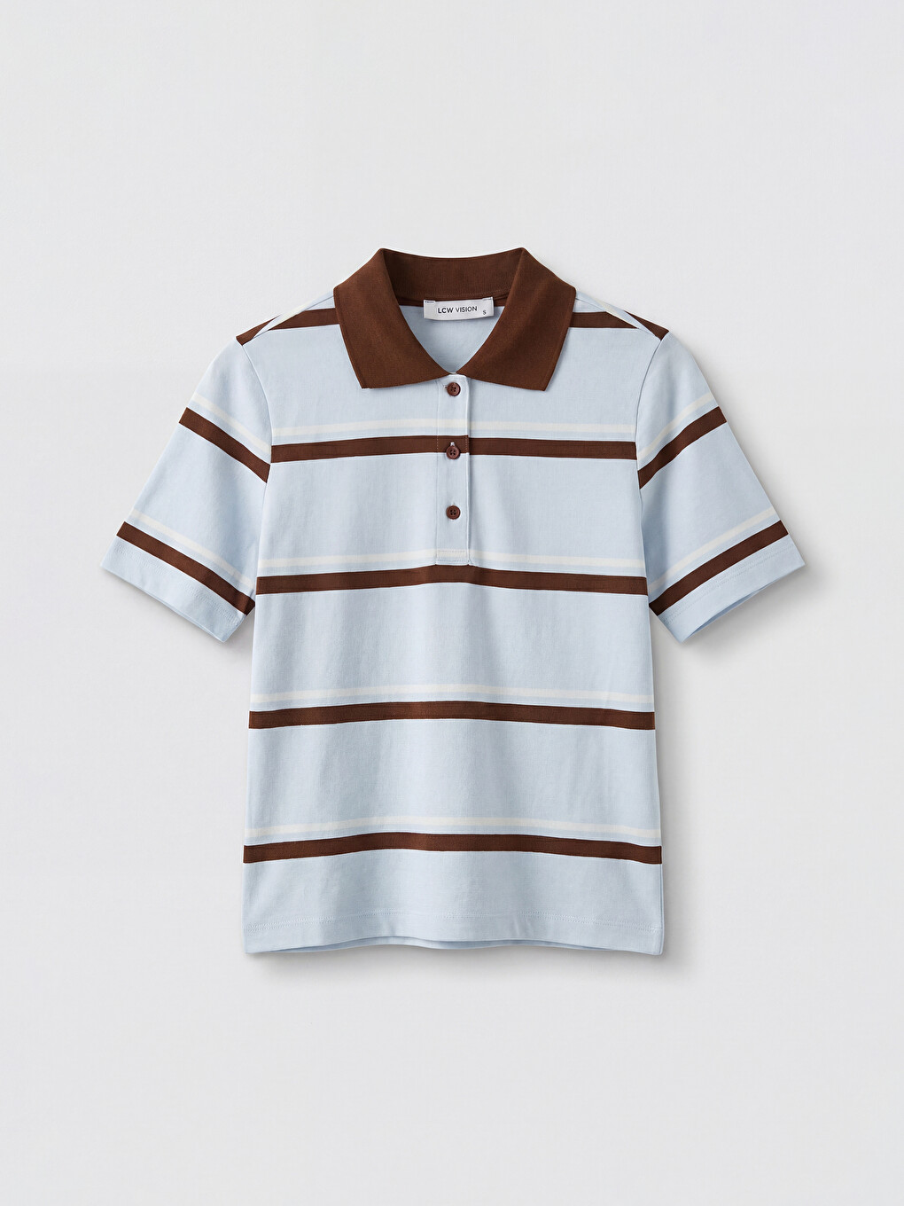 Polo Collar Striped Women's T-shirt-4