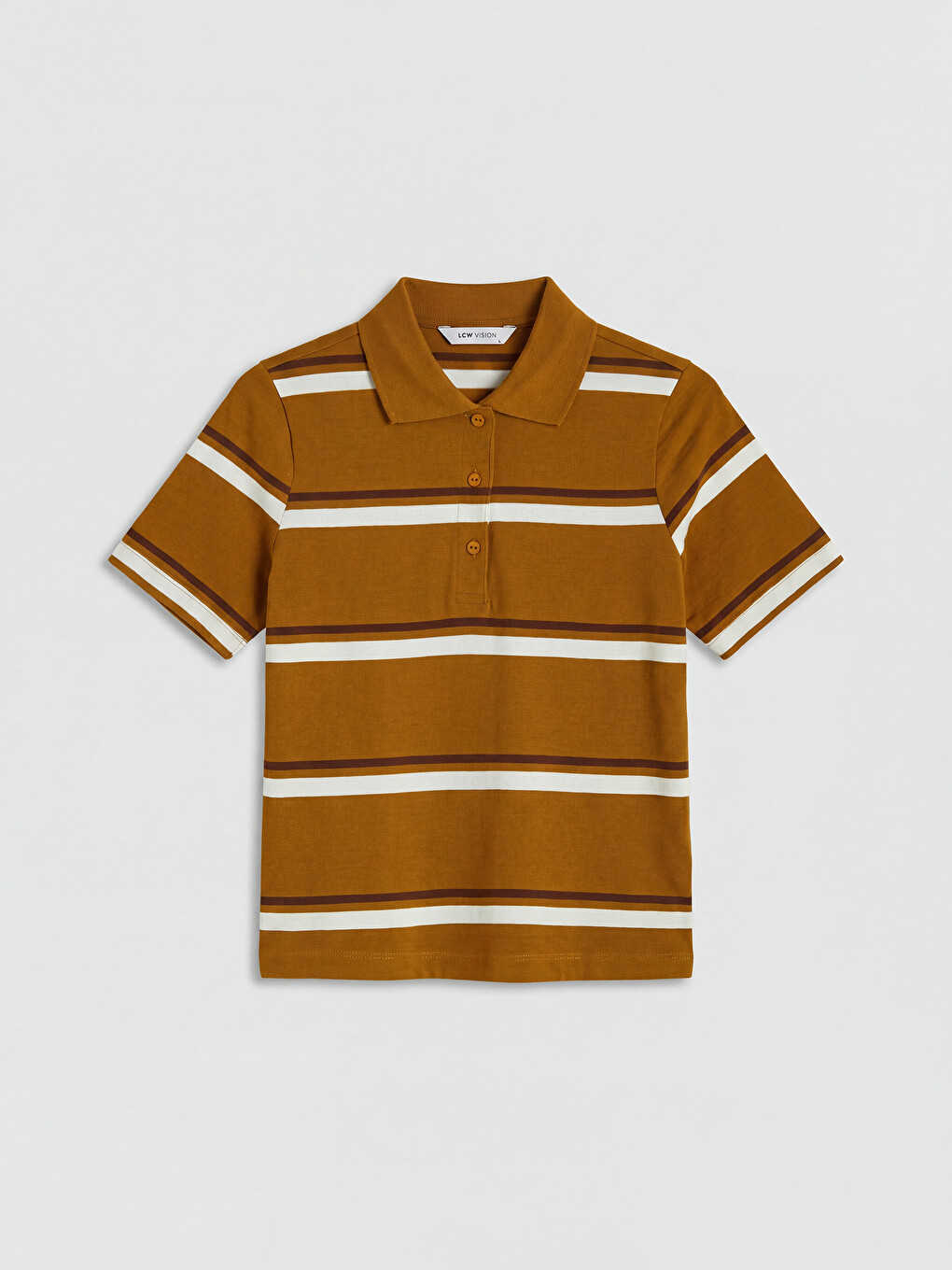 Polo Collar Striped Women's T-shirt-4