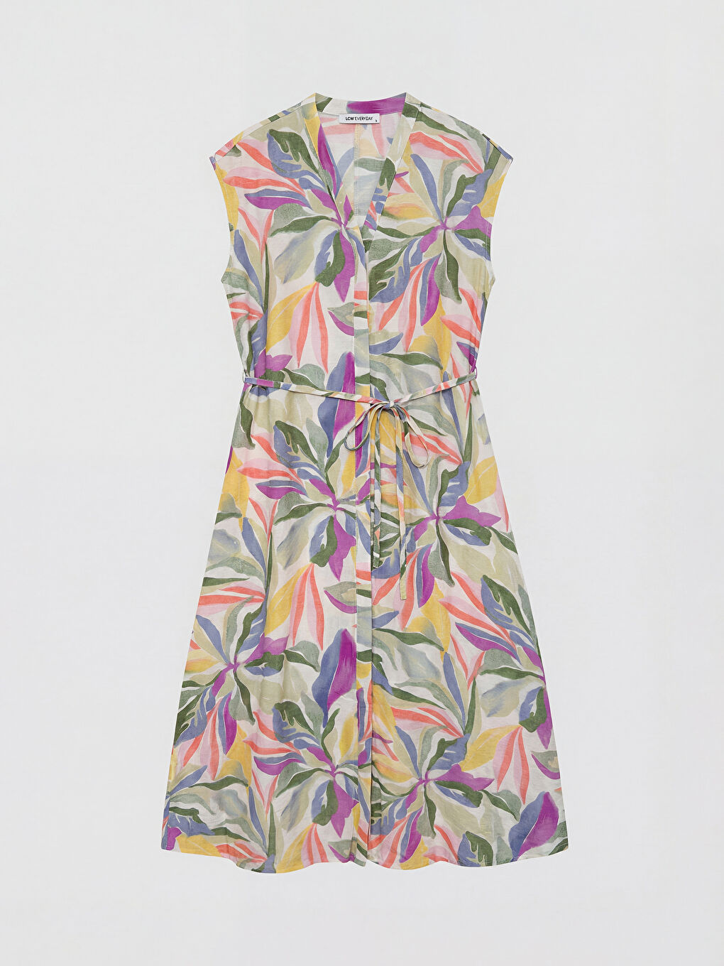 V Yaka Kolsuz Desenli A Kesim Kadın Elbise