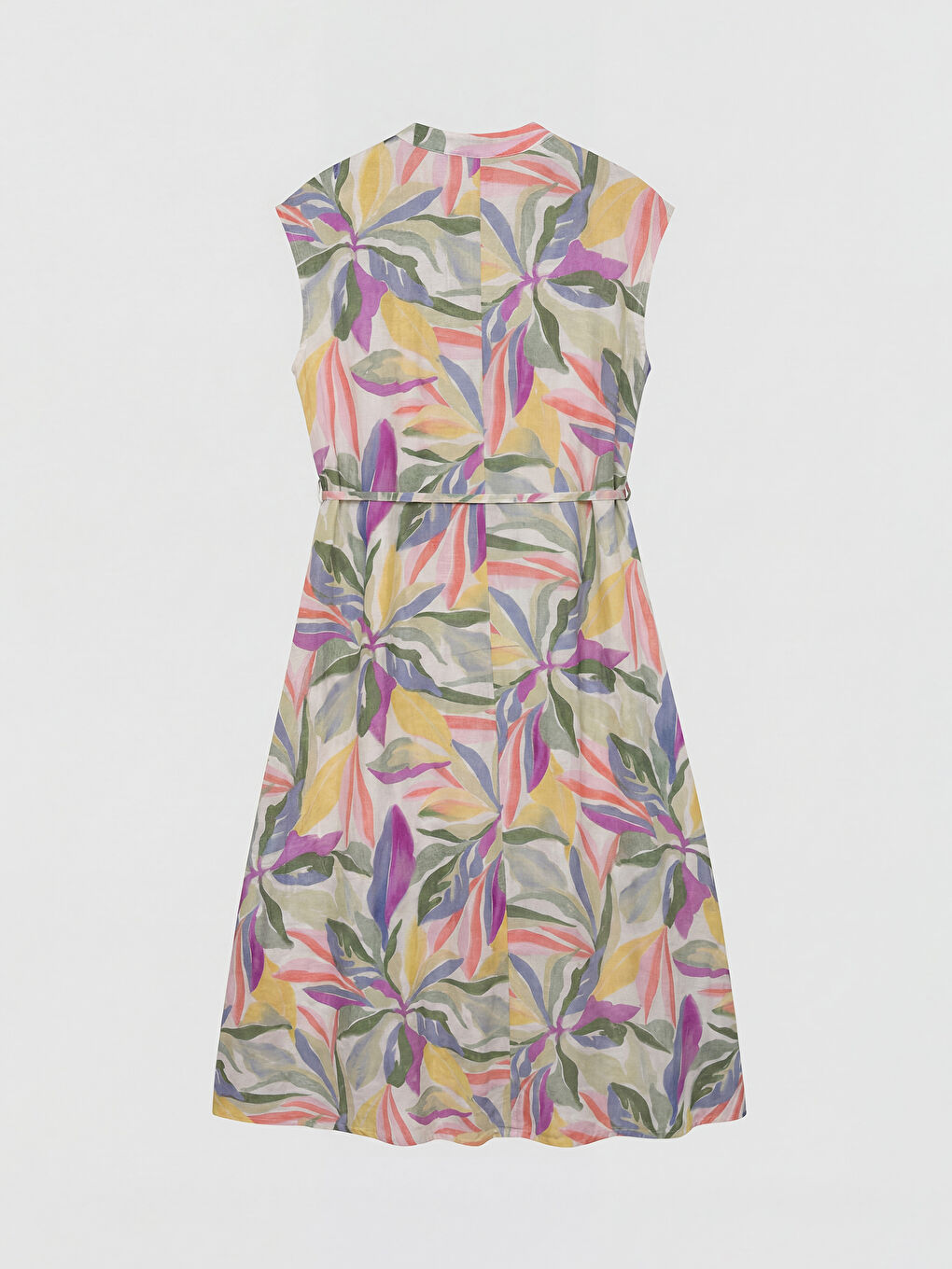 V Yaka Kolsuz Desenli A Kesim Kadın Elbise-1