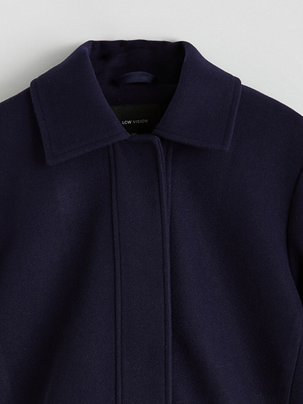 Lacivert Gömlek Yaka Kadın Kaşe Ceket-6
