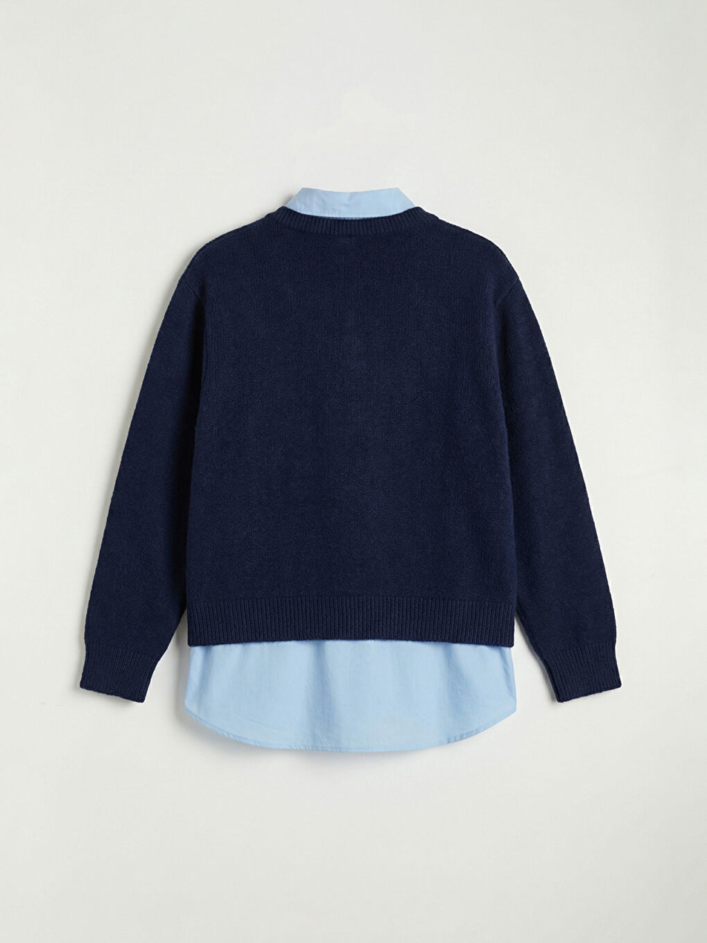 Ženski pleteni džemper sa kragnom košulje-5