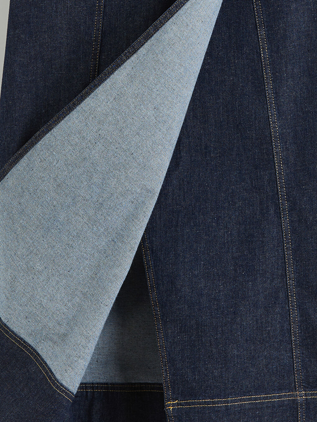 İndigo Beli Kemerli A Kesim Jean Etek-1