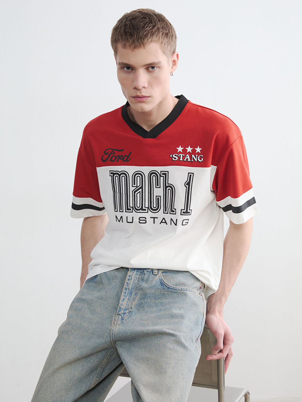 V Neck Ford Printed Men's T-Shirt