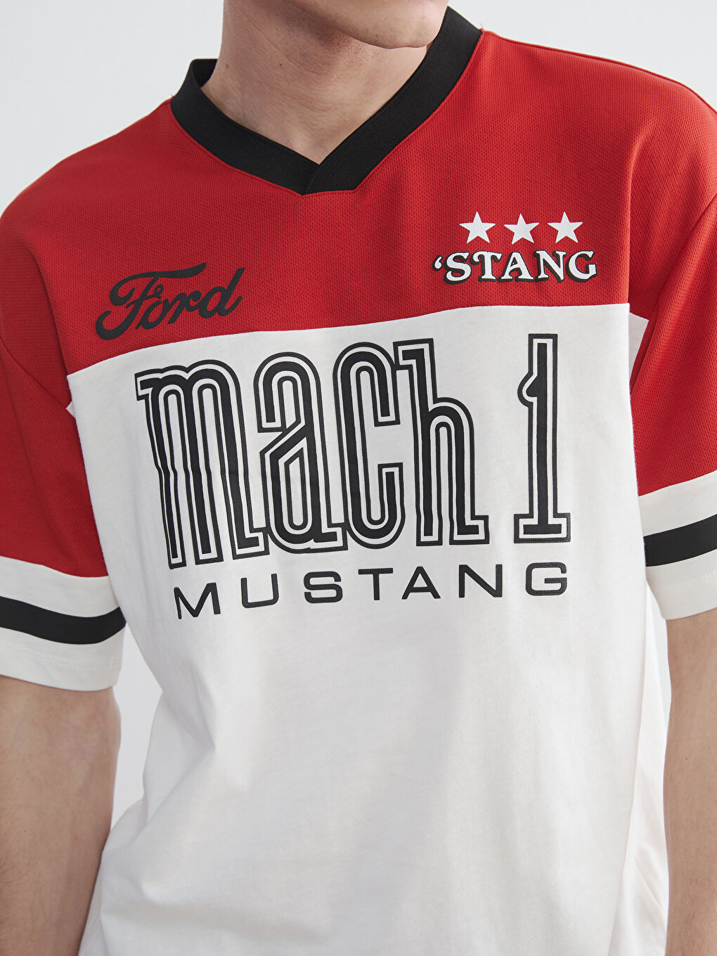 V Neck Ford Printed Men's T-Shirt-2