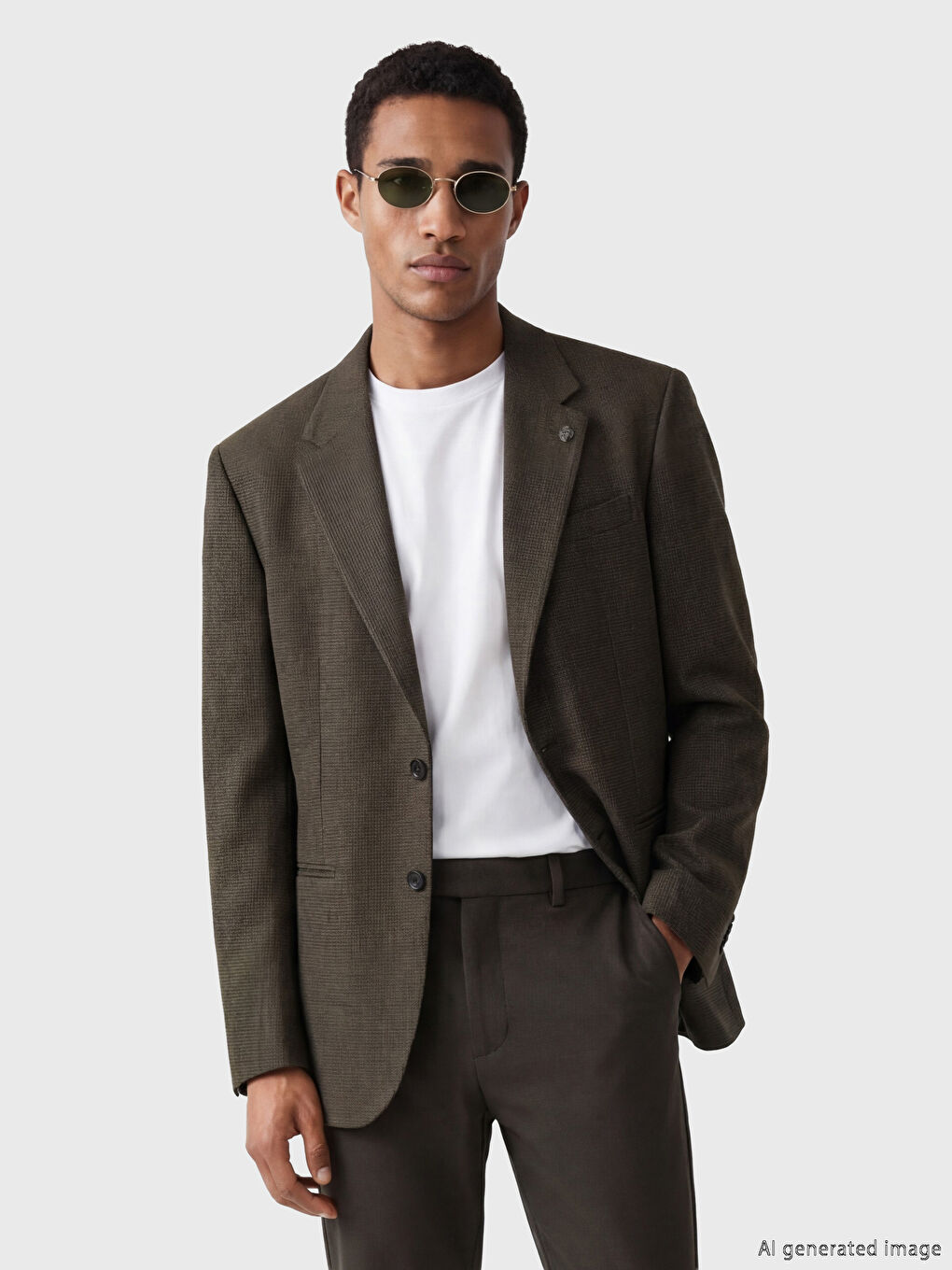 Kahverengi Standart Kalıp Erkek Blazer Ceket