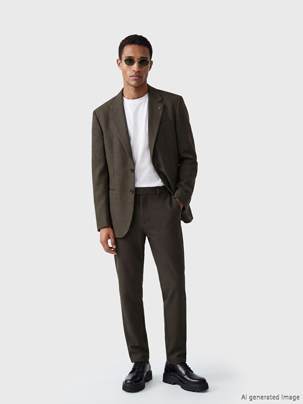 Kahverengi Standart Kalıp Erkek Blazer Ceket-1