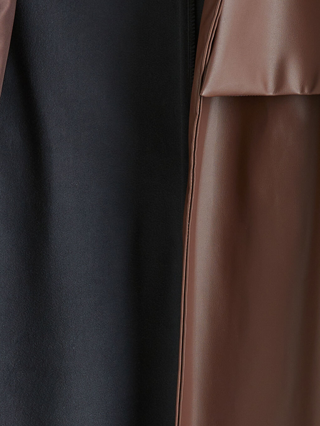 بالطو بياقة للسيدات من الجلد الصناعي-1