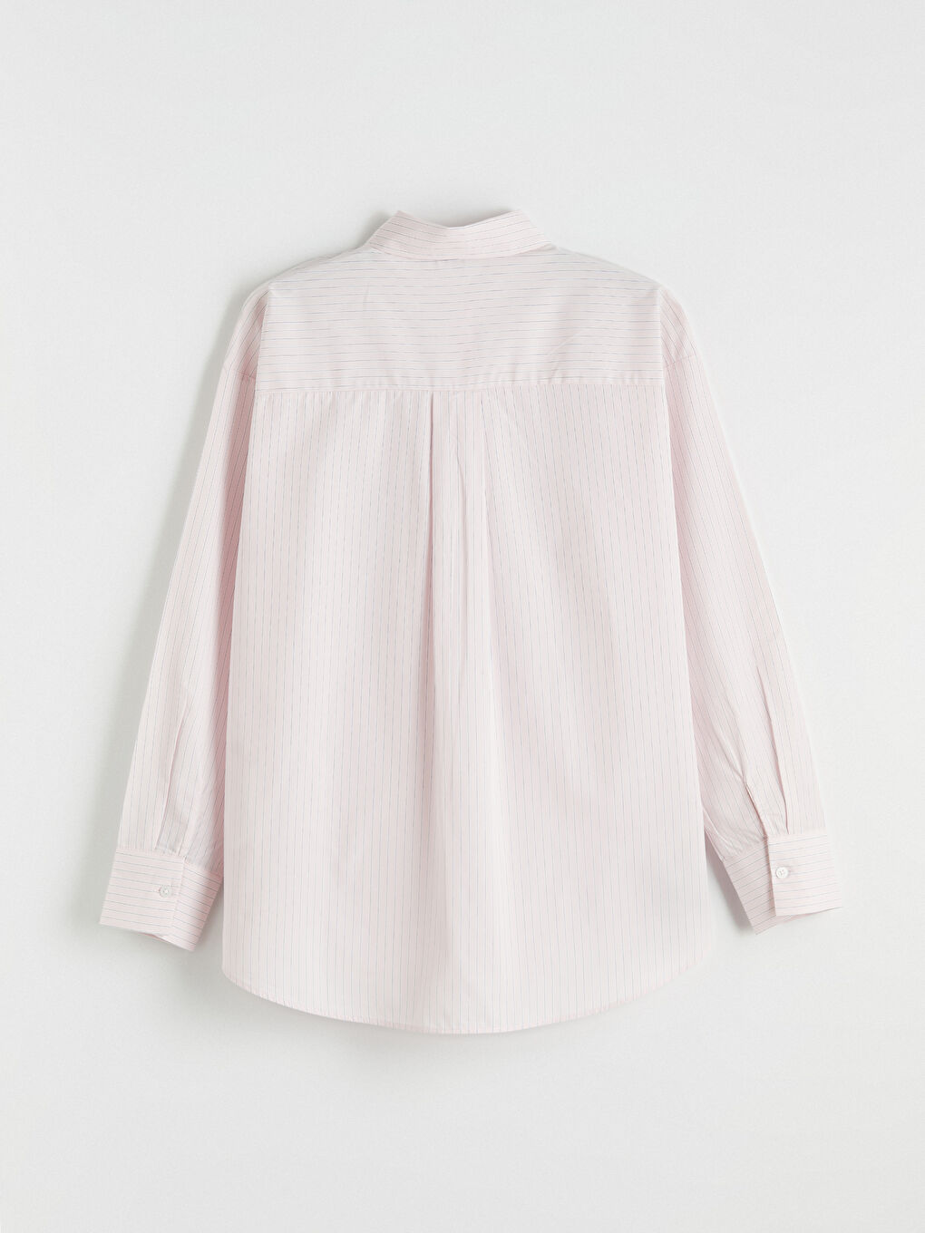 Pembe Çizgili Oversize Poplin Kadın Gömlek-2