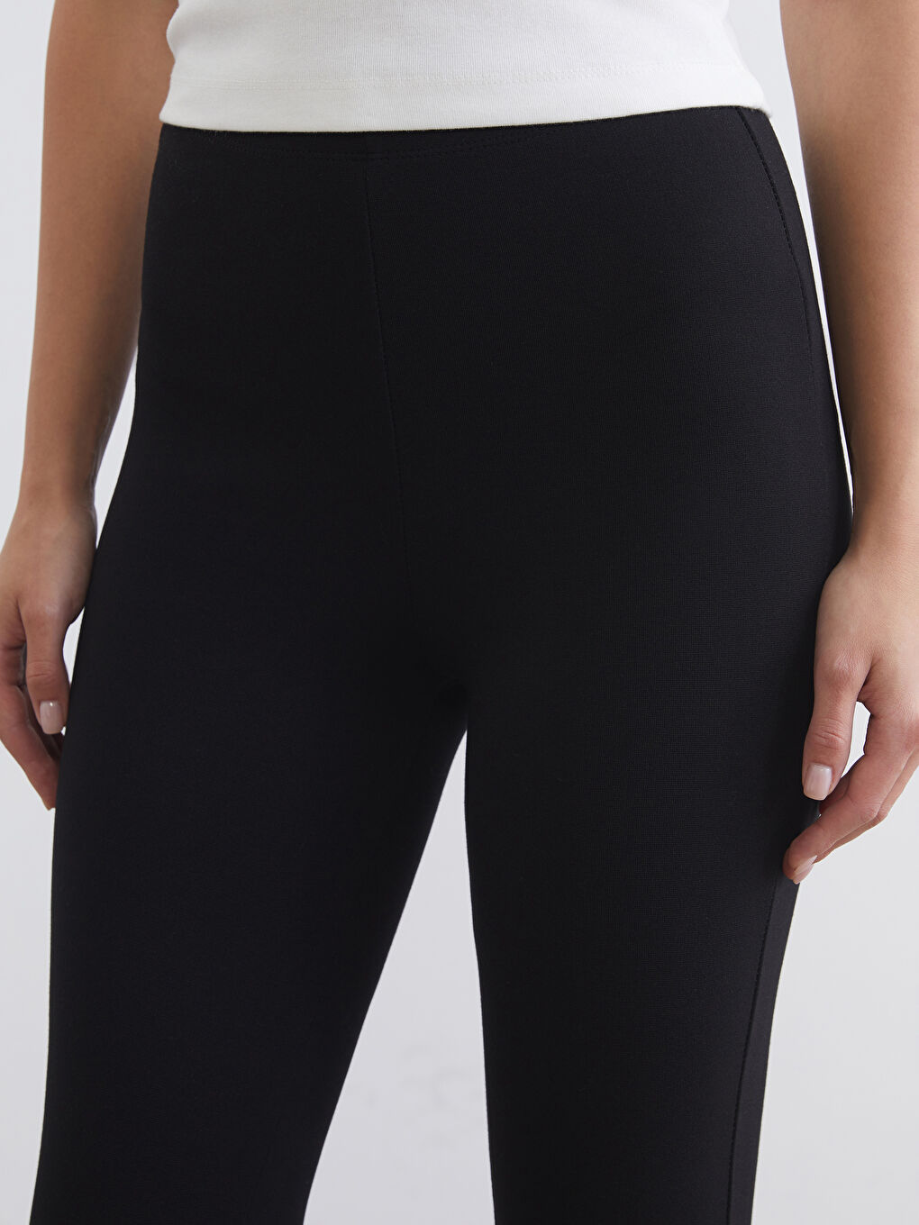 Siyah Beli Lastikli Kadın Tayt-2