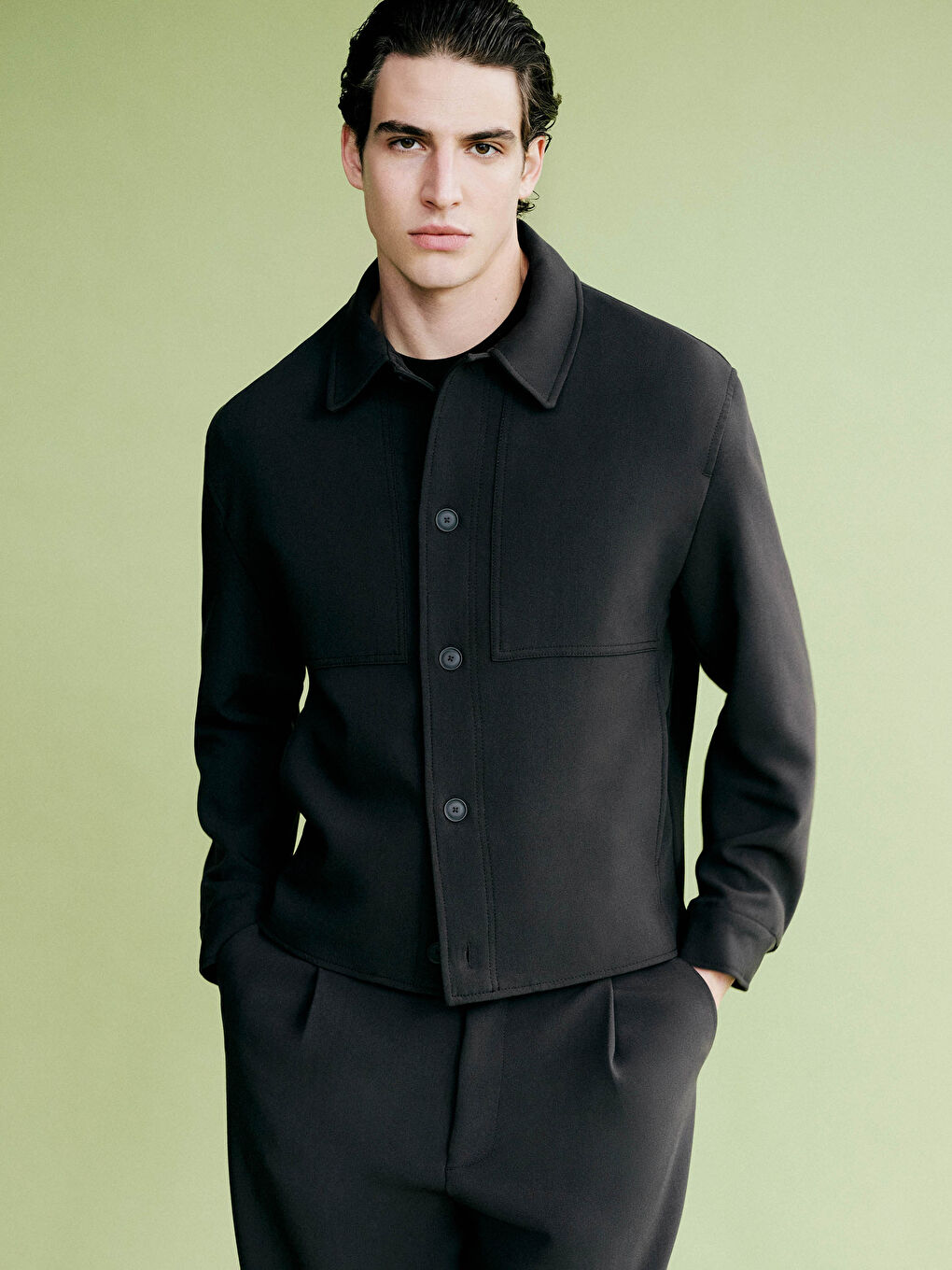 Siyah Standart Kalıp Erkek Mont-1