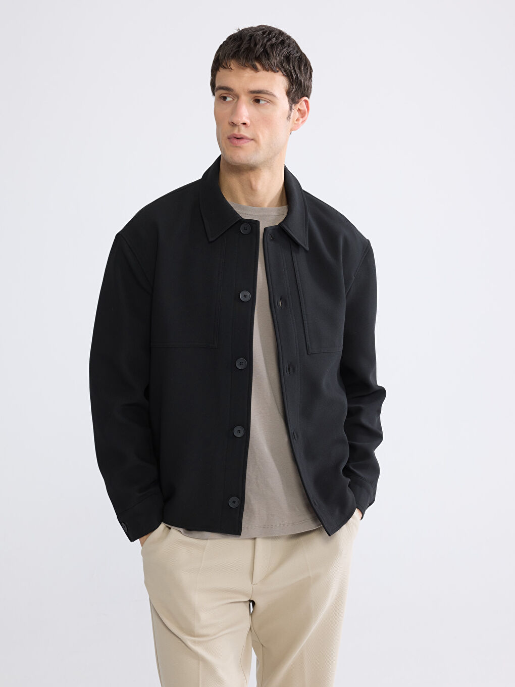 Siyah Standart Kalıp Erkek Mont