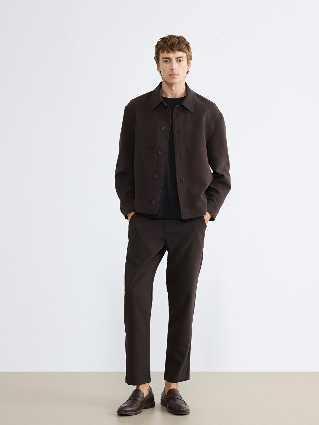 Kahverengi Standart Kalıp Erkek Mont-1