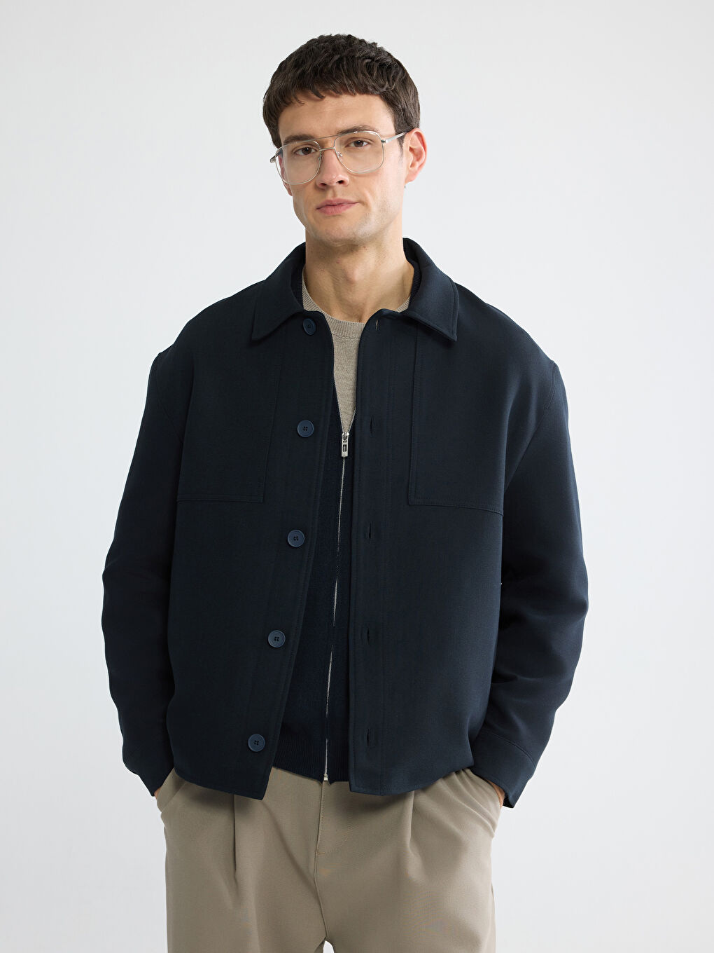 Lacivert Standart Kalıp Erkek Mont