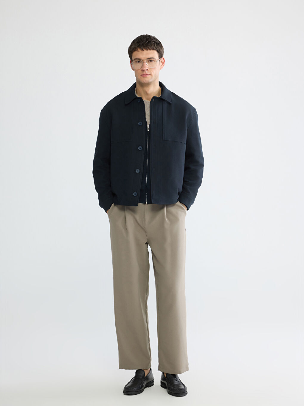 Lacivert Standart Kalıp Erkek Mont-1