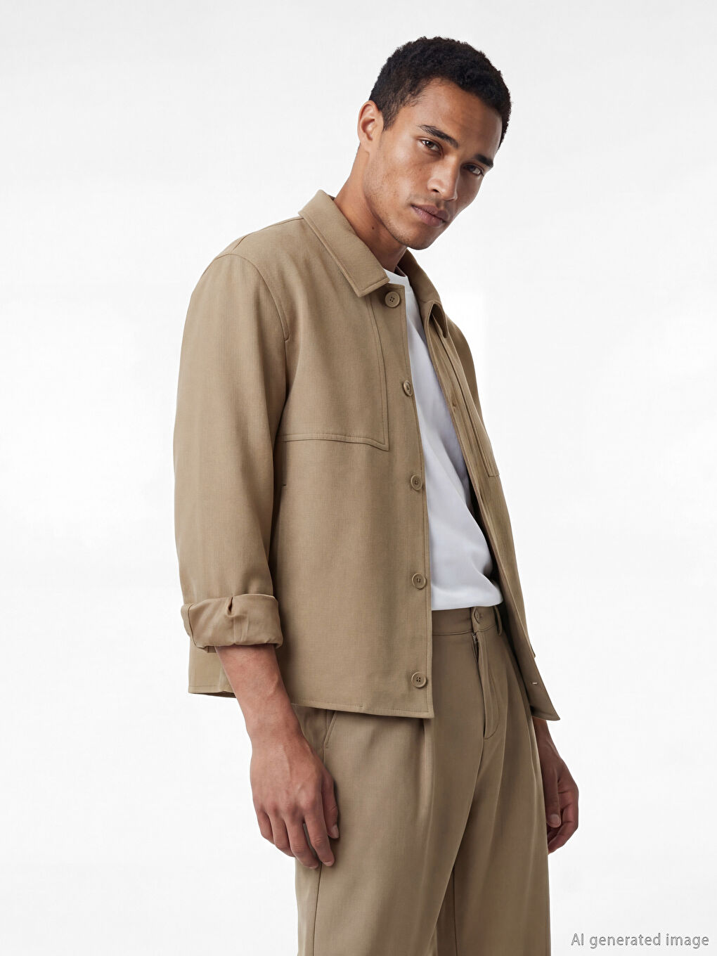 Bej Standart Kalıp Erkek Mont