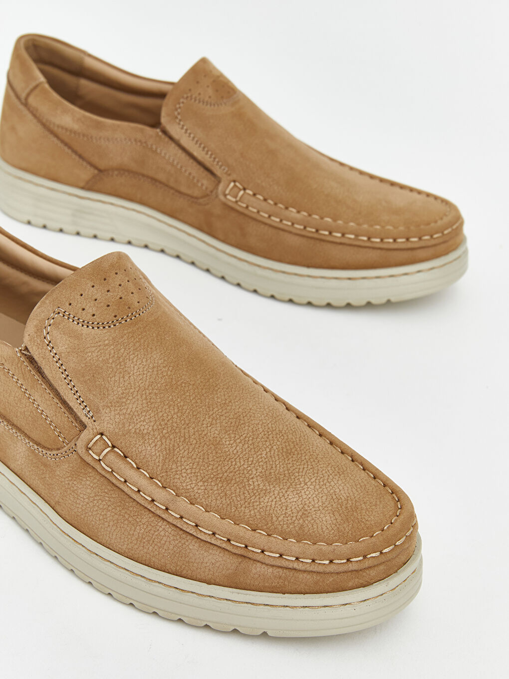 Bej Dikiş Detaylı Erkek Klasik Ayakkabı-2