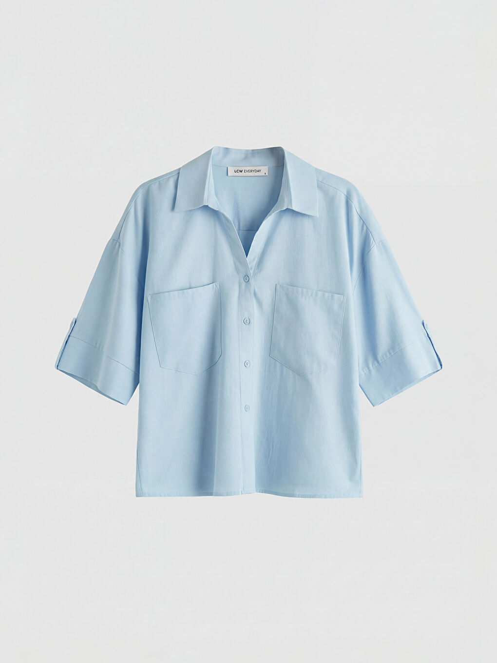 Mavi Poplin Kadın Gömlek-4