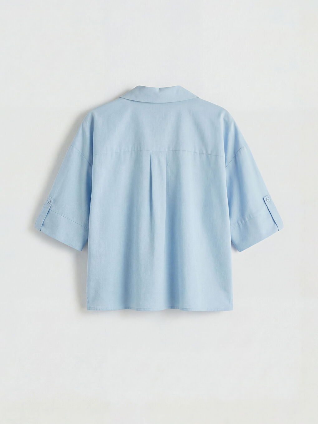 Mavi Poplin Kadın Gömlek-5