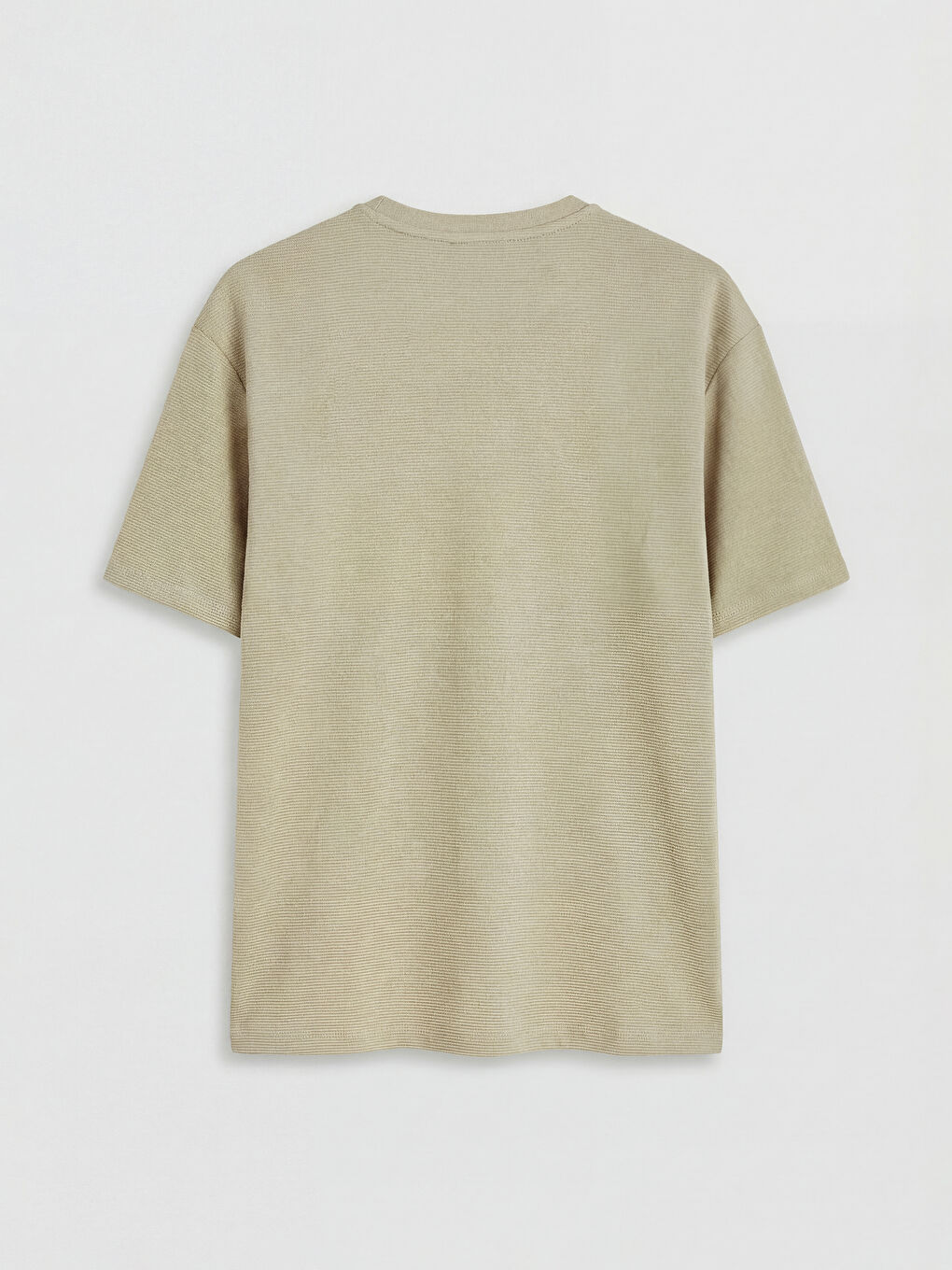 Bej Bisiklet Yaka Erkek Tişört-1