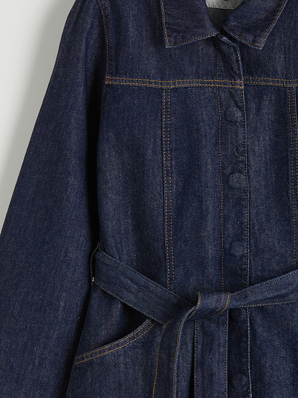 İndigo Gömlek Yaka Kadın Jean Ceket-5