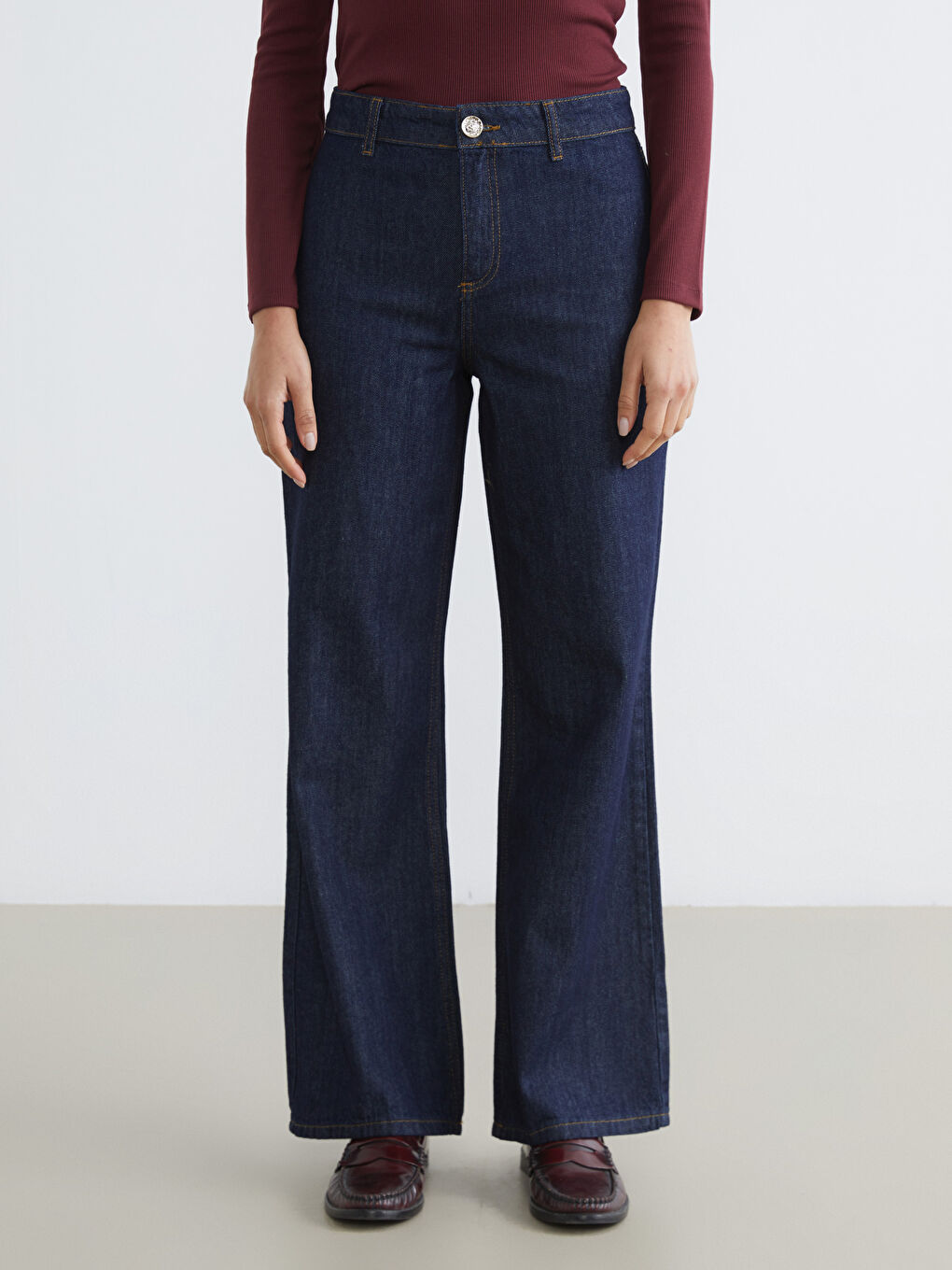 İndigo Flare Kadın Jean Pantolon-1