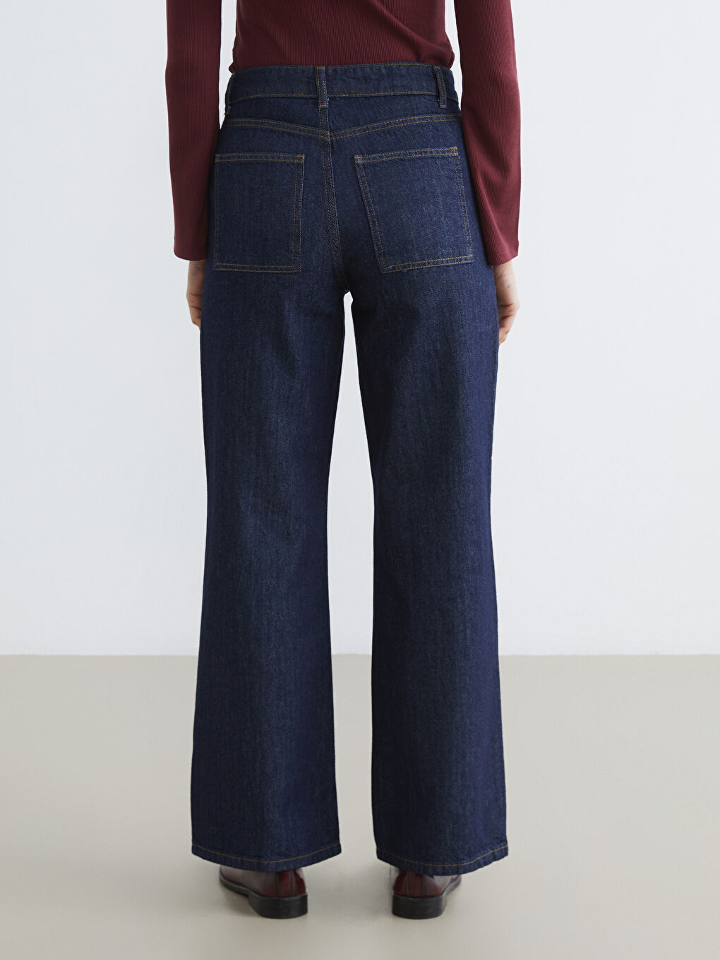 İndigo Flare Kadın Jean Pantolon-3