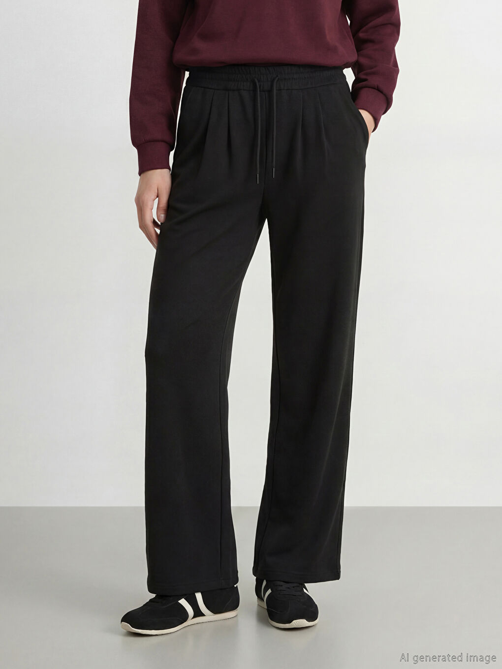 Siyah Beli Lastikli Soft Touch Kadın Eşofman Altı-1